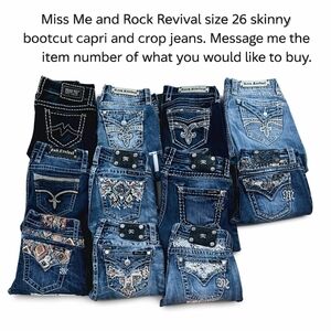 Miss Me & Rock Revival Womens Size 26 Denim Jeans Embellished Y2K Skinny Bootcut
